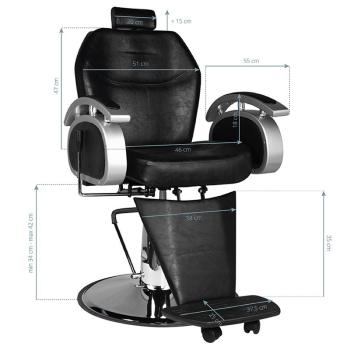 HAIR SYSTEM FOTEL BARBERSKI SM106 CZARNY